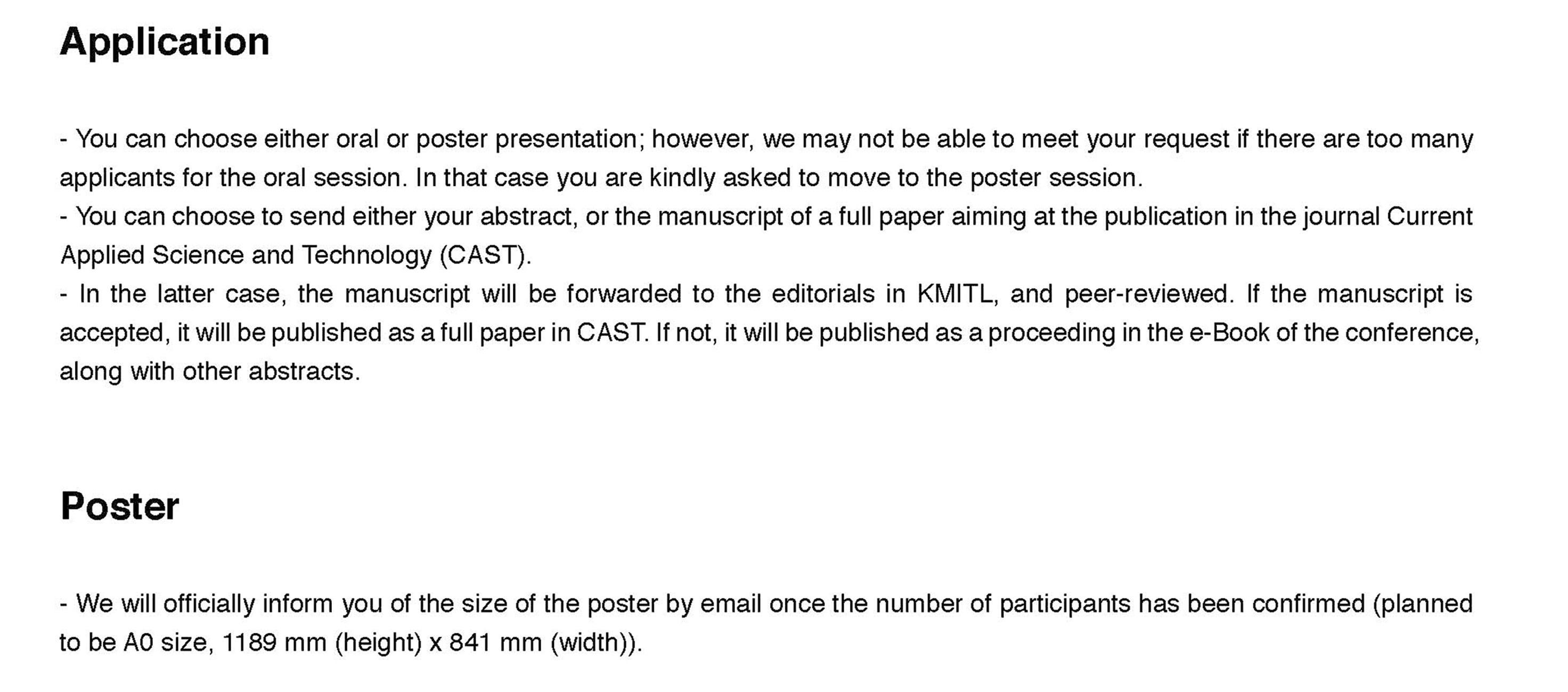 Application and Poster
