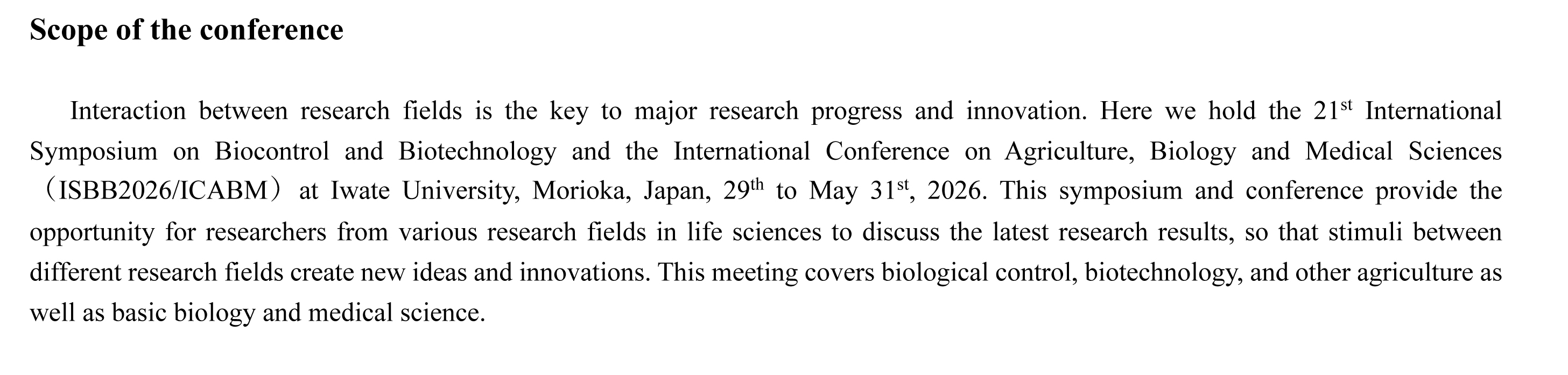 Scope of the conference