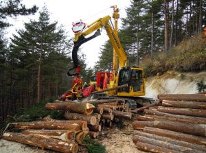 効率的な林業機械による作業